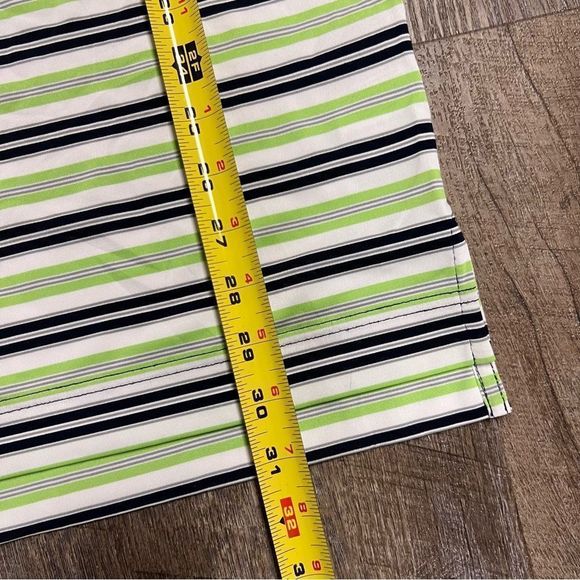 FootJoy Golf Polo Shirt Men large Green Navy blue Striped Soft Stretch No Course - Picture 3 of 9